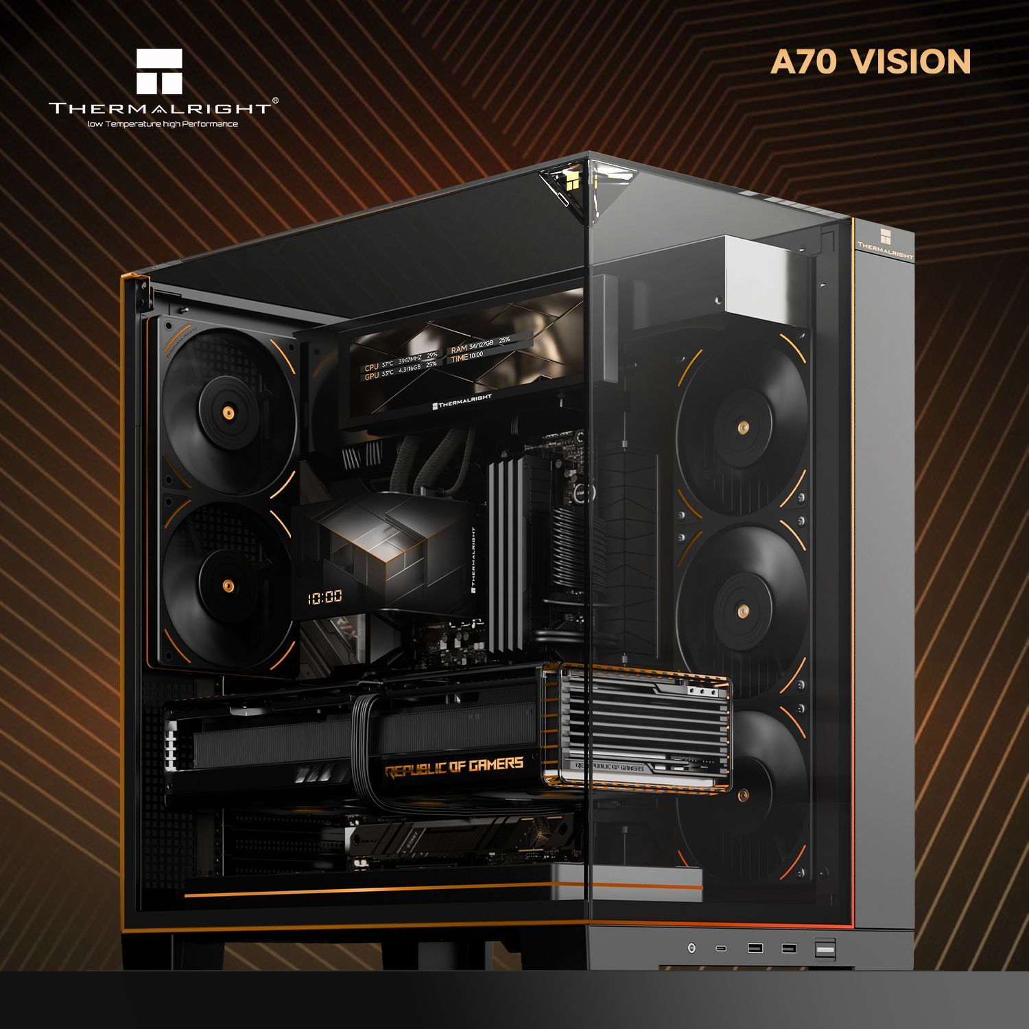 Корпус без блока питания Thermalright TR-A70 Vision Black FAN5-C (TR-A70 Vision Black FAN5-C)